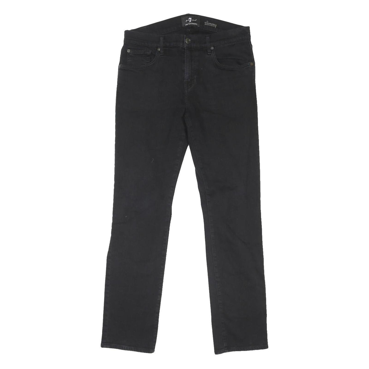7 FOR ALL MANKIND Womens Jeans Black Slim Skinny Denim W34 L32 Button Closure