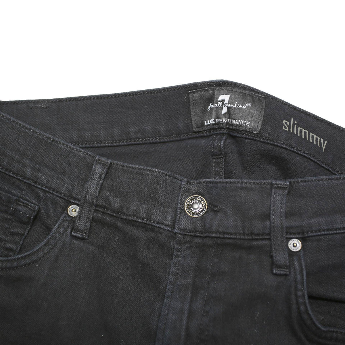 7 FOR ALL MANKIND Womens Jeans Black Slim Skinny Denim W34 L32 Button Closure