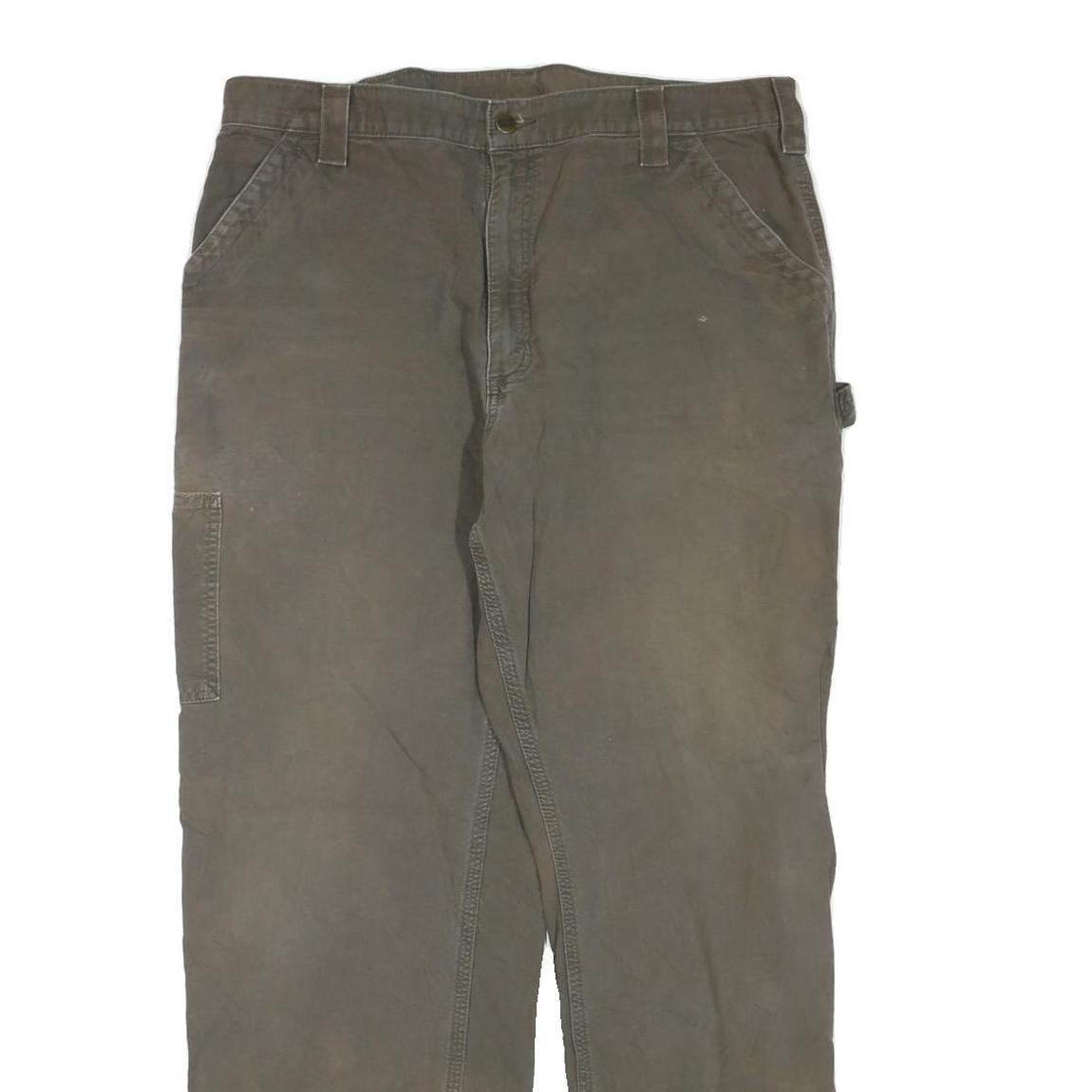 CARHARTT Mens Cotton Blend Brown Regular Fit Straight Leg Trousers W38 L32
