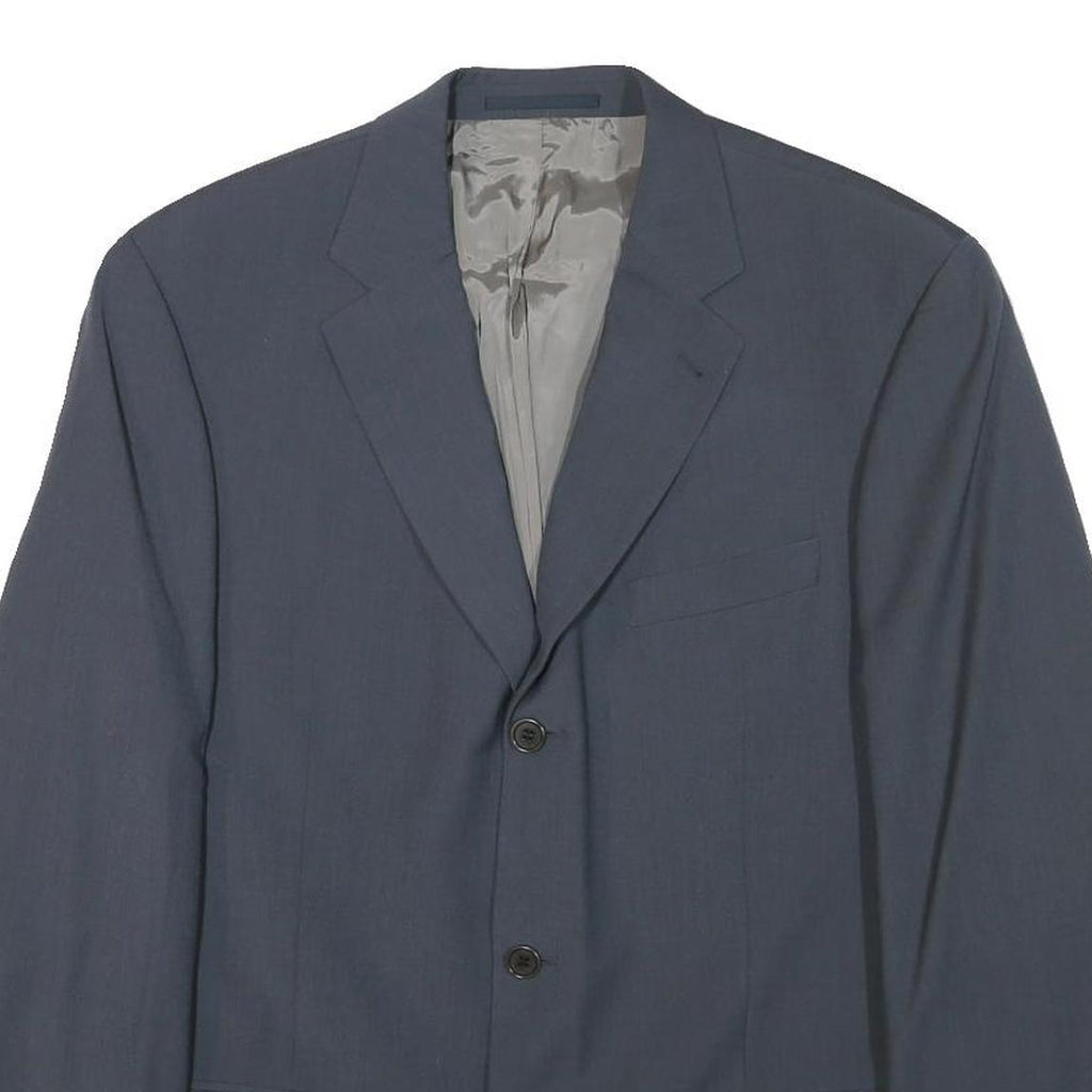 BOSS Mens Blue Jacket M Wool Blend Plain Classic Button Closure Formal