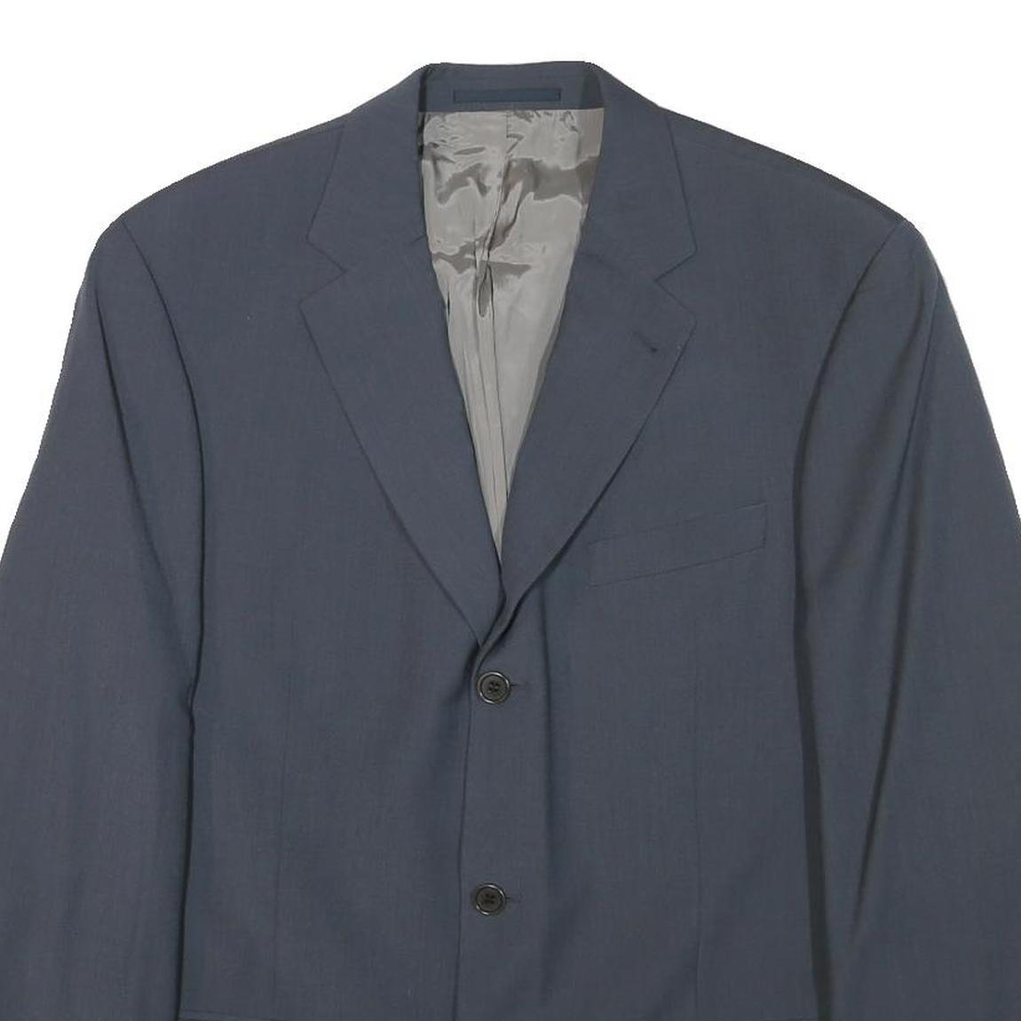BOSS Mens Blue Jacket M Wool Blend Plain Classic Button Closure Formal