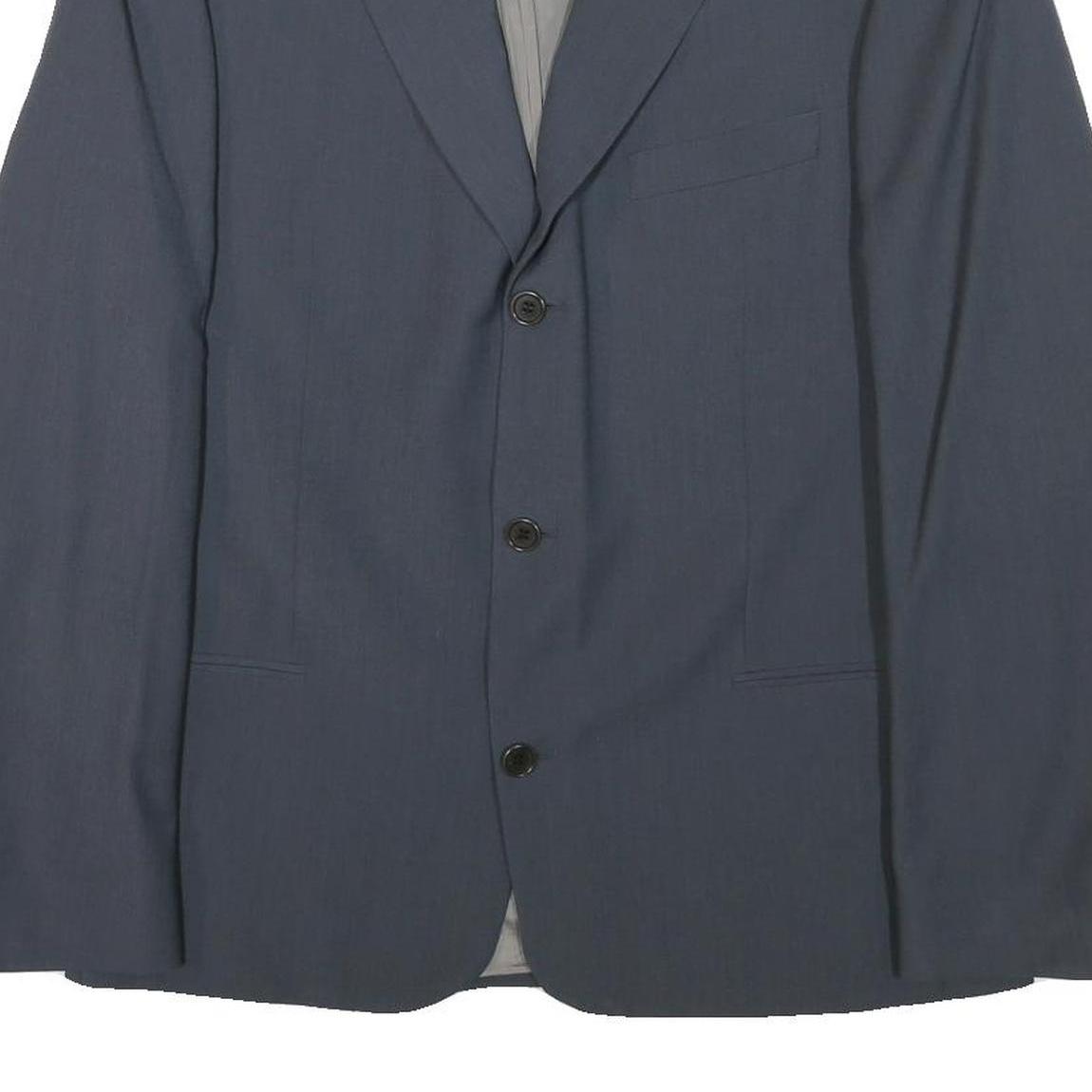 BOSS Mens Blue Jacket M Wool Blend Plain Classic Button Closure Formal