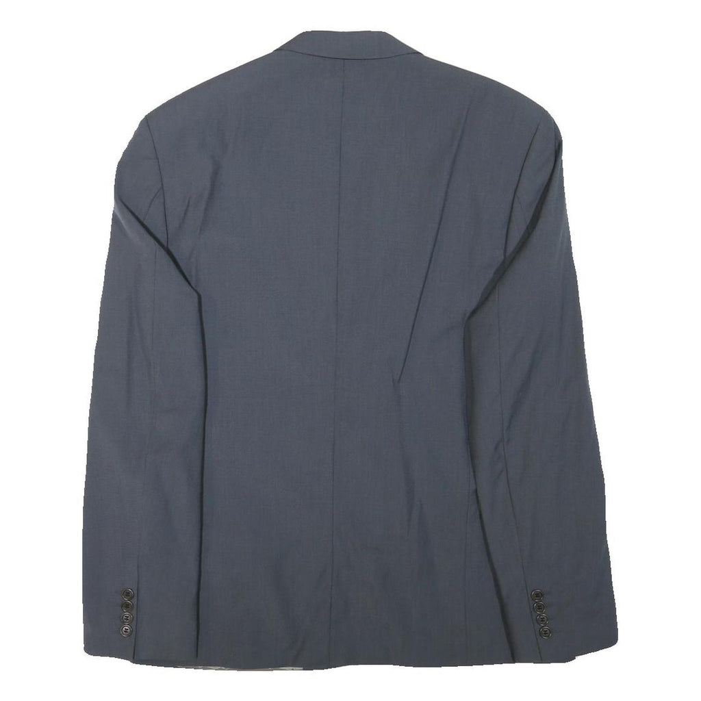 BOSS Mens Blue Jacket M Wool Blend Plain Classic Button Closure Formal