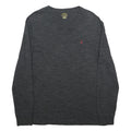 POLO RALPH LAUREN Mens Grey & Maroon Long Sleeve V-Neck Cotton T-Shirt S Classic