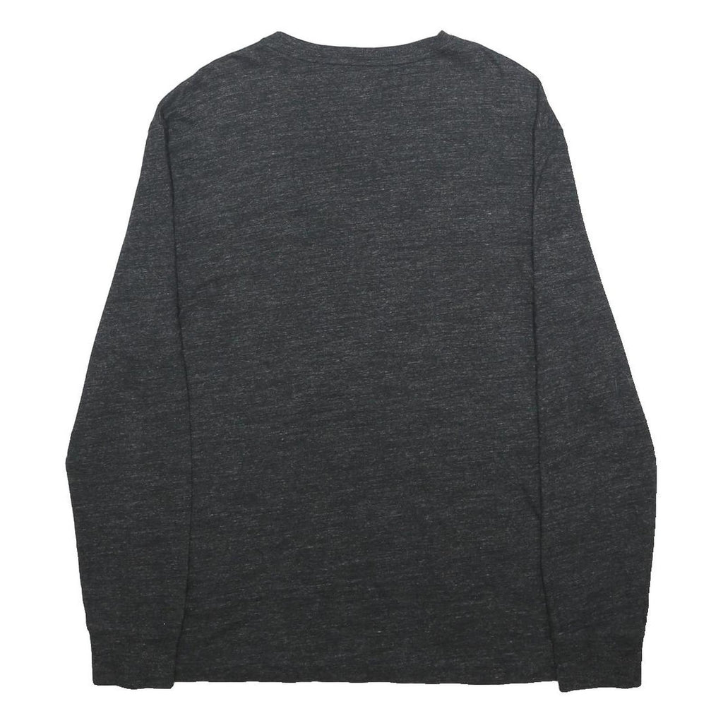 POLO RALPH LAUREN Mens Grey & Maroon Long Sleeve V-Neck Cotton T-Shirt S Classic