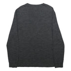 POLO RALPH LAUREN Mens Grey & Maroon Long Sleeve V-Neck Cotton T-Shirt S Classic