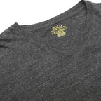 POLO RALPH LAUREN Mens Grey & Maroon Long Sleeve V-Neck Cotton T-Shirt S Classic