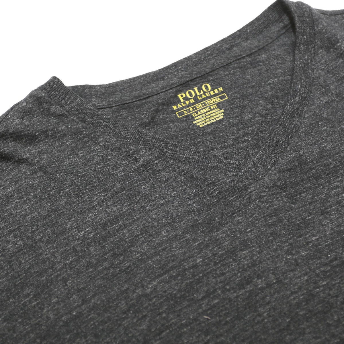 POLO RALPH LAUREN Mens Grey & Maroon Long Sleeve V-Neck Cotton T-Shirt S Classic