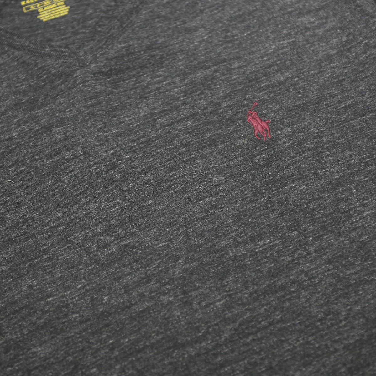 POLO RALPH LAUREN Mens Grey & Maroon Long Sleeve V-Neck Cotton T-Shirt S Classic