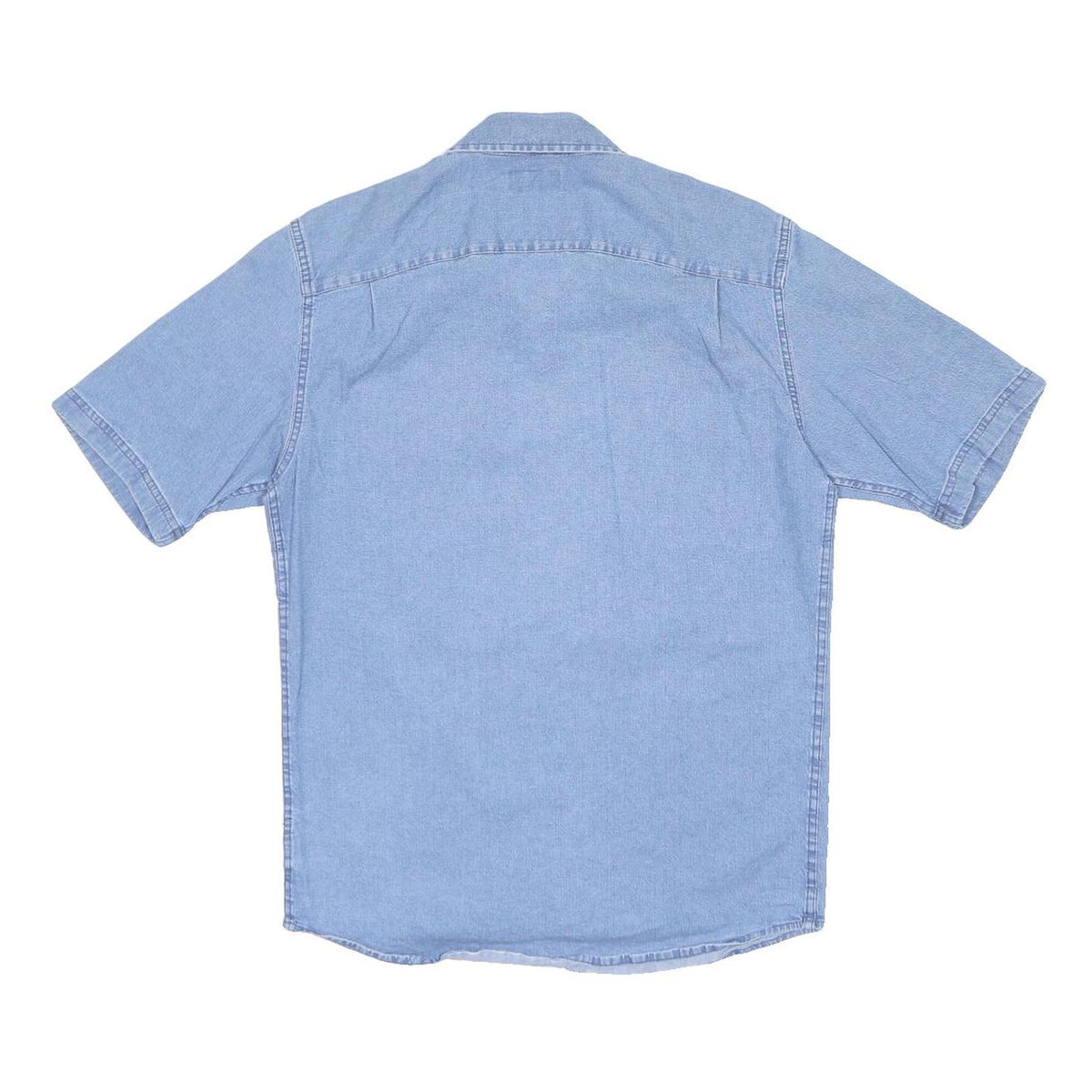 WRANGLER Mens Blue Denim Short Sleeve Shirt M Cotton Blend Casual Button Shirt