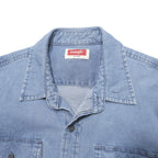 WRANGLER Mens Blue Denim Short Sleeve Shirt M Cotton Blend Casual Button Shirt