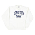 Mens White Sweatshirt Ocean City OCBP New Jersey Crew Neck L Cotton Blend Casual