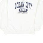 Mens White Sweatshirt Ocean City OCBP New Jersey Crew Neck L Cotton Blend Casual