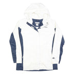 COLUMBIA Womens White & Blue Outdoor Jacket XL Polyester Blend Zip Hooded Plain