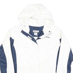 COLUMBIA Womens White & Blue Outdoor Jacket XL Polyester Blend Zip Hooded Plain