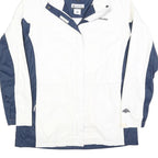 COLUMBIA Womens White & Blue Outdoor Jacket XL Polyester Blend Zip Hooded Plain