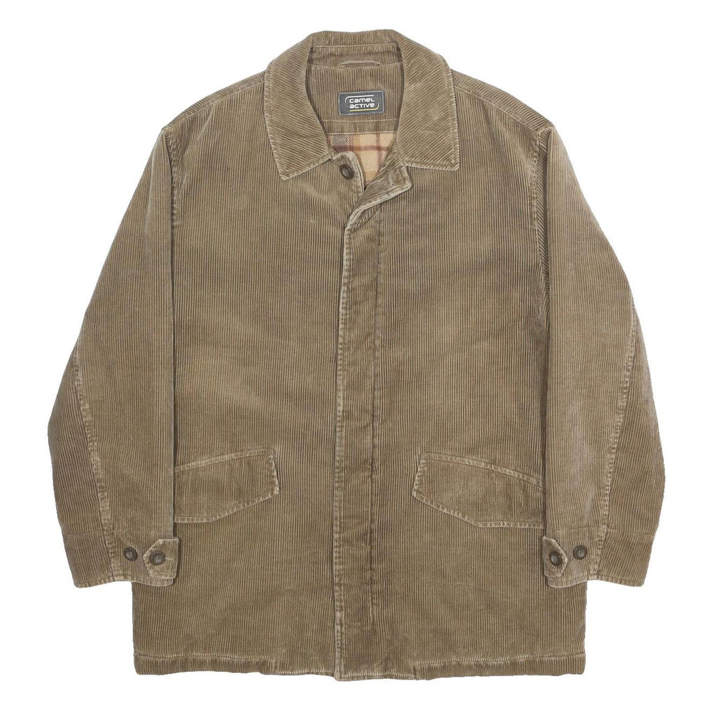 CAMEL ACTIVE Mens Beige Corduroy Chore Jacket XL Cotton Blend Zip Plain