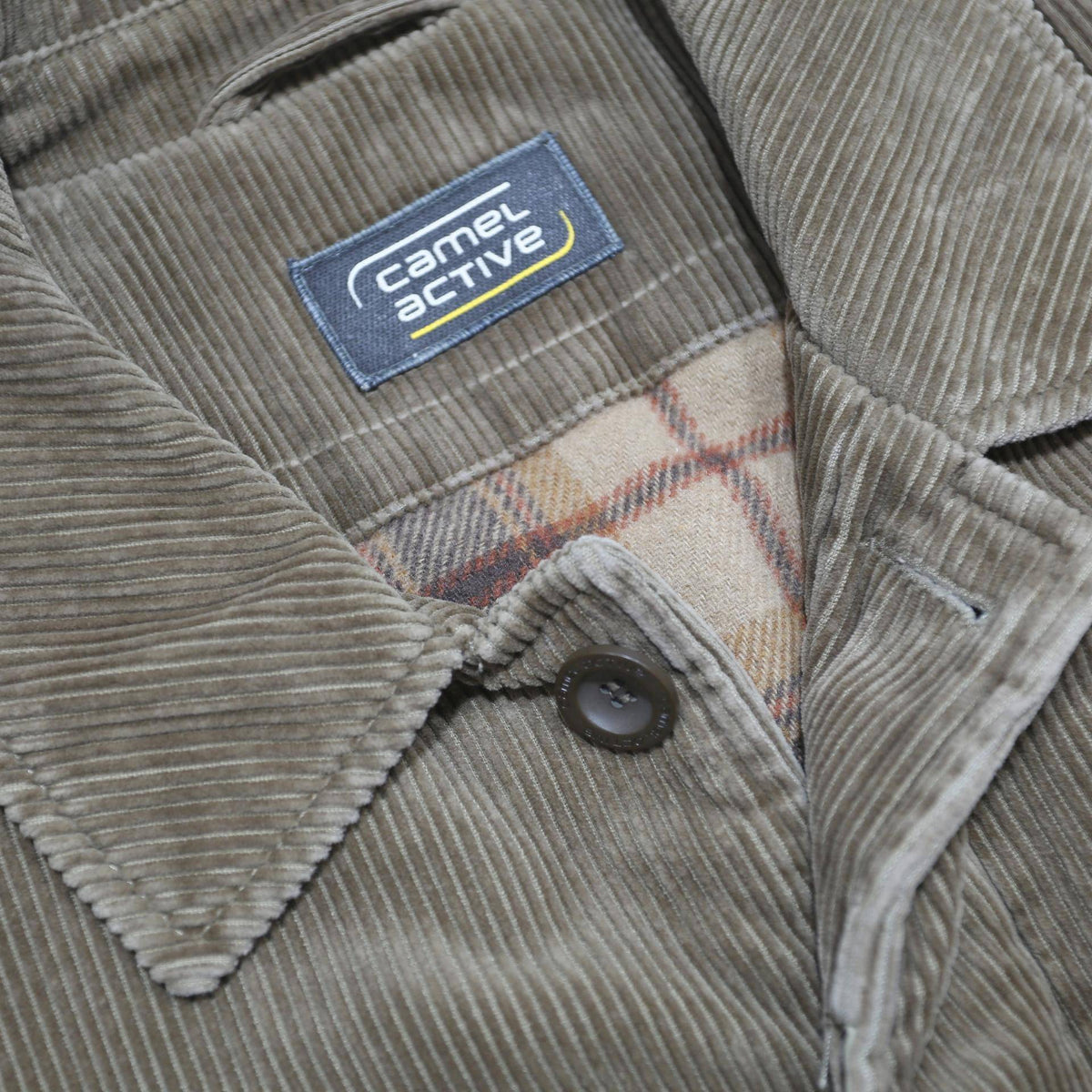 CAMEL ACTIVE Mens Beige Corduroy Chore Jacket XL Cotton Blend Zip Plain