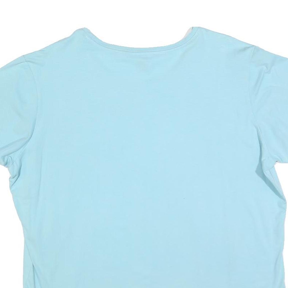 REEBOK Womens Blue Cotton Blend T-Shirt 2XL Short Sleeve Round Neck Logo