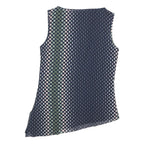 REISS Womens Navy Blue Green Printed Sleeveless Round Neck Top UK 8 Elegant