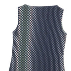REISS Womens Navy Blue Green Printed Sleeveless Round Neck Top UK 8 Elegant