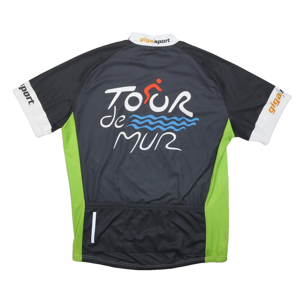 GIGASPORT Mens White Black Green Tour De Mur T-Shirt 2XL Short Sleeve High Neck