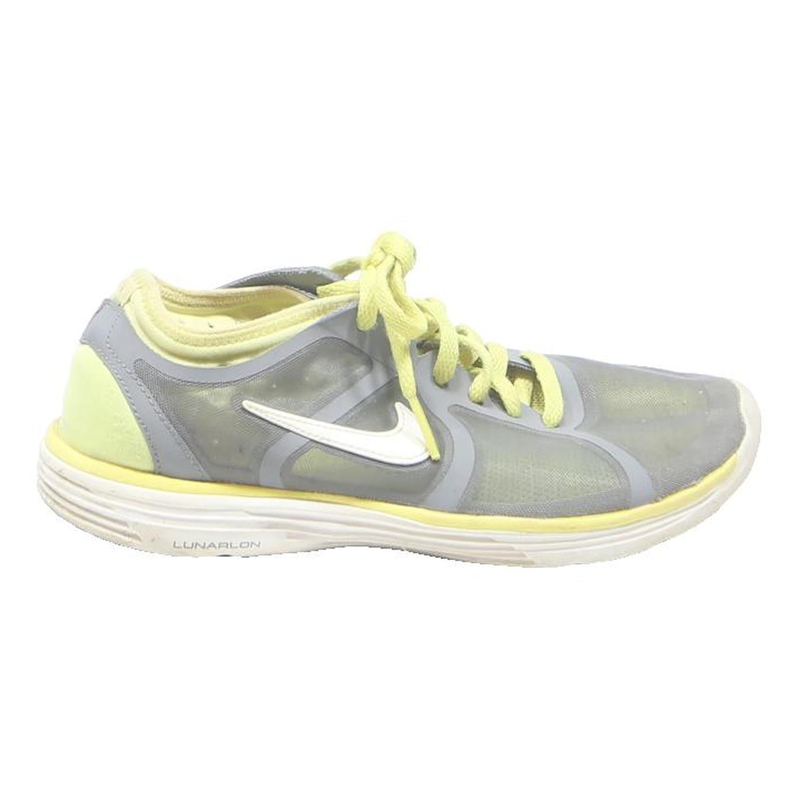 NIKE Womens Low Top Trainers Grey & Yellow Synthetic UK 3 Lightweight Running