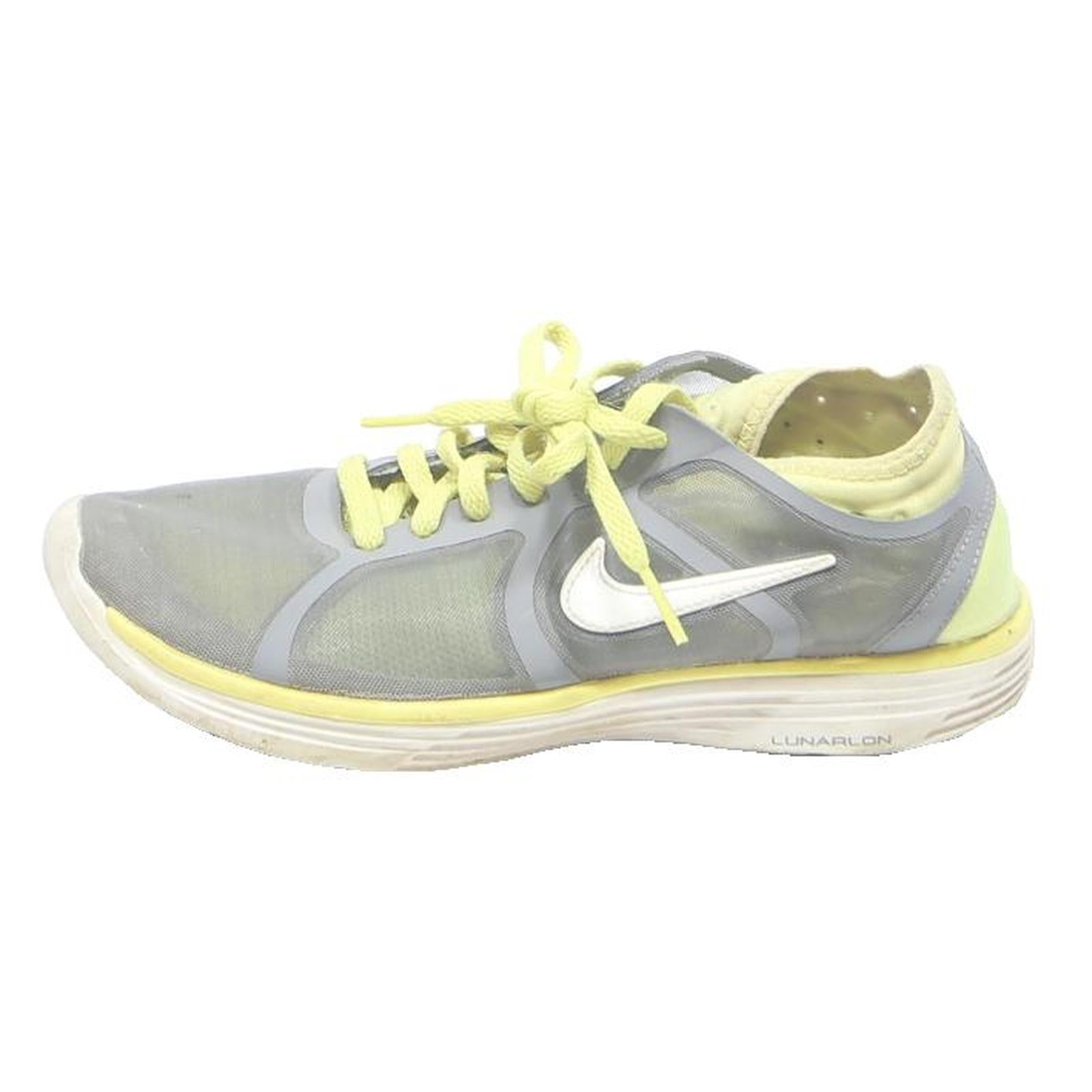 NIKE Womens Low Top Trainers Grey & Yellow Synthetic UK 3 Lightweight Running