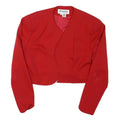 GENEVIEVE COLLECTION Womens Red Wool Cropped Jacket XS Plain Stylish Lightweight
