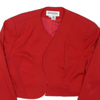 GENEVIEVE COLLECTION Womens Red Wool Cropped Jacket XS Plain Stylish Lightweight