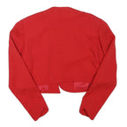 GENEVIEVE COLLECTION Womens Red Wool Cropped Jacket XS Plain Stylish Lightweight