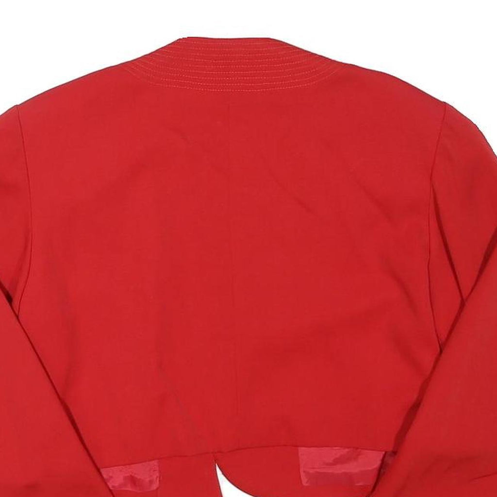 GENEVIEVE COLLECTION Womens Red Wool Cropped Jacket XS Plain Stylish Lightweight