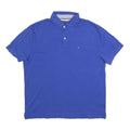 TOMMY HILFIGER Mens Blue Button Short Sleeve Polo Shirt M Cotton Blend Casual