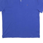 TOMMY HILFIGER Mens Blue Button Short Sleeve Polo Shirt M Cotton Blend Casual