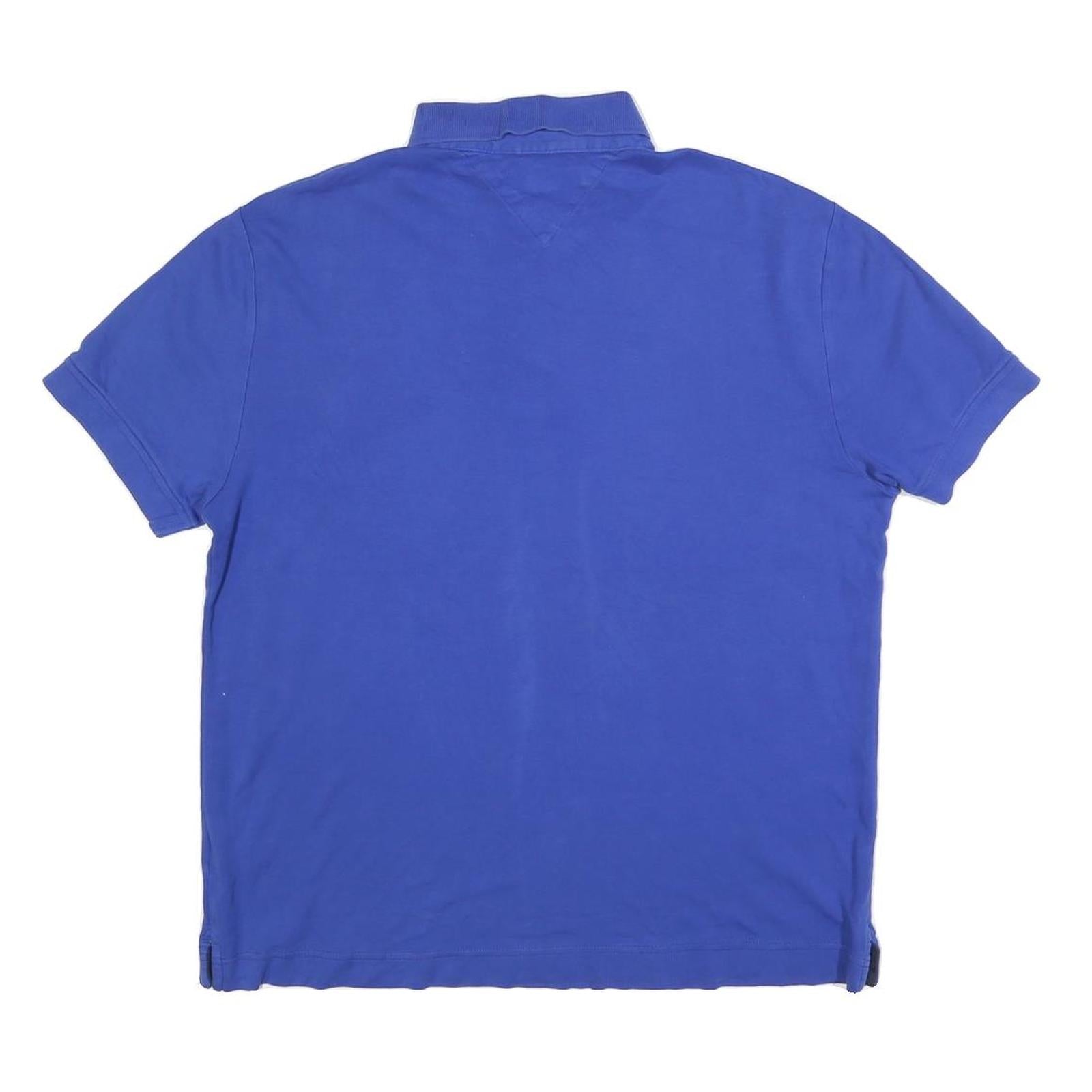 TOMMY HILFIGER Mens Blue Button Short Sleeve Polo Shirt M Cotton Blend Casual