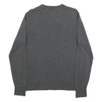 TOMMY HILFIGER Mens Grey Plain Cotton V-Neck Basic Knit Jumper M Casual Classic