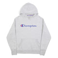 CHAMPION Womens Grey Pullover Hoodie L Cotton Blend Logo Sweatshirt