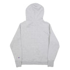 CHAMPION Womens Grey Pullover Hoodie L Cotton Blend Logo Sweatshirt