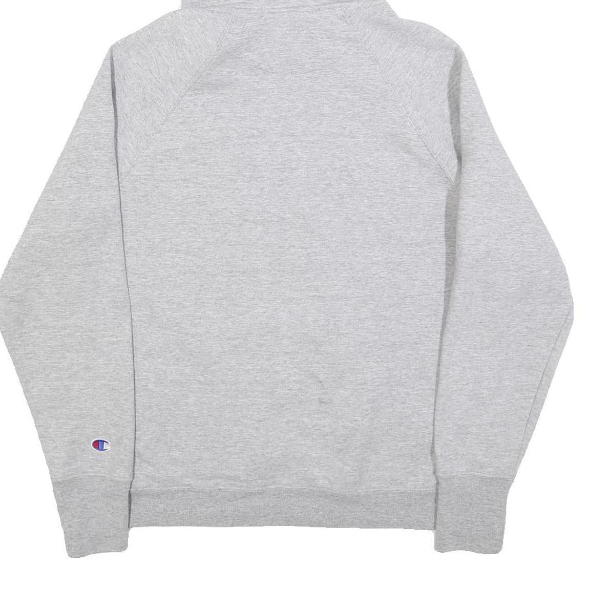 CHAMPION Womens Grey Pullover Hoodie L Cotton Blend Logo Sweatshirt