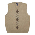 DOCKERS Mens Beige Patterned Jumper V-Neck Basic Knit M Sleeveless Classic