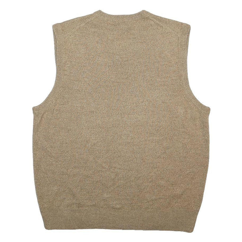 DOCKERS Mens Beige Patterned Jumper V-Neck Basic Knit M Sleeveless Classic