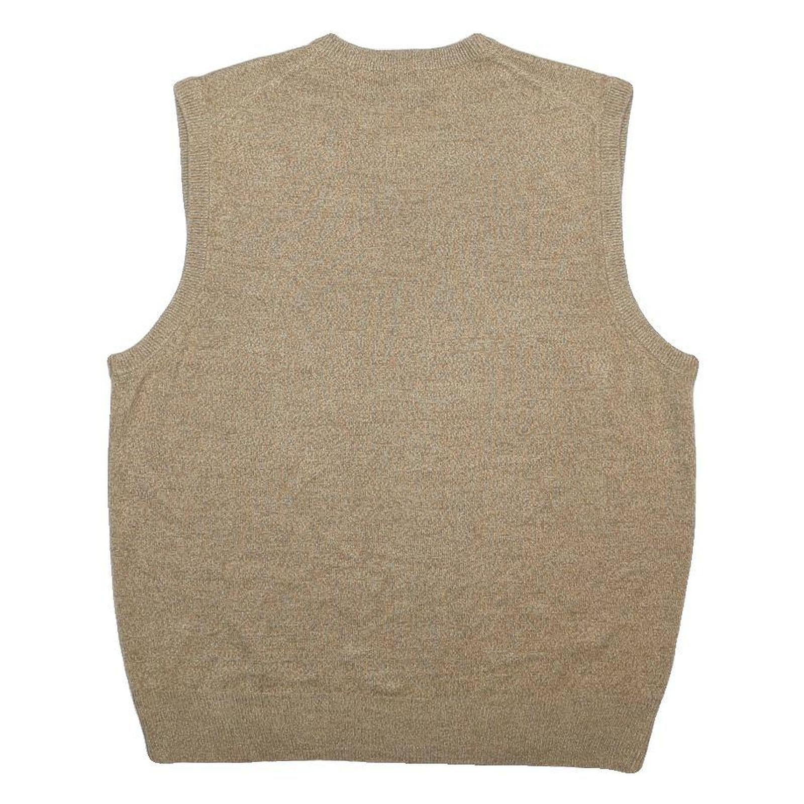 DOCKERS Mens Beige Patterned Jumper V-Neck Basic Knit M Sleeveless Classic