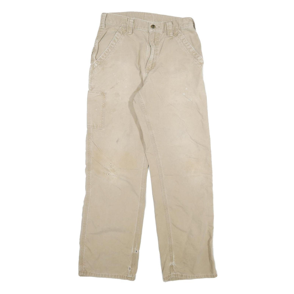 CARHARTT Mens Cotton Blend Beige Relaxed Straight Trousers W30 L32 Workwear