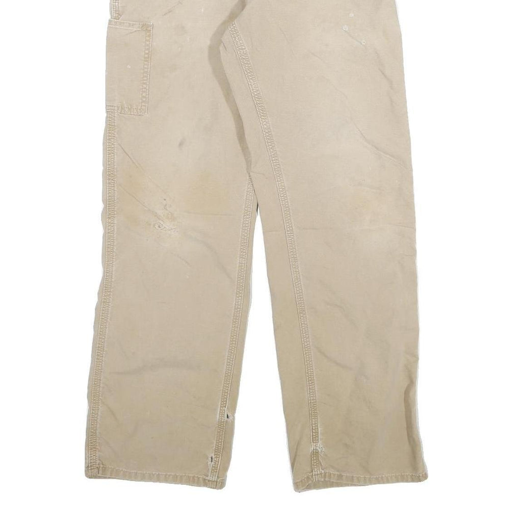 CARHARTT Mens Cotton Blend Beige Relaxed Straight Trousers W30 L32 Workwear