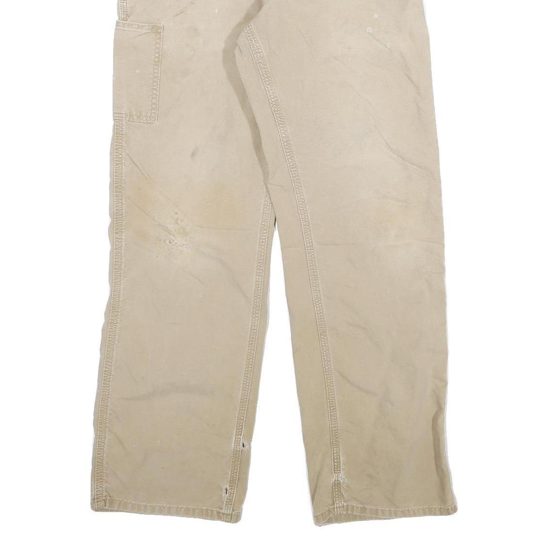 CARHARTT Mens Cotton Blend Beige Relaxed Straight Trousers W30 L32 Workwear
