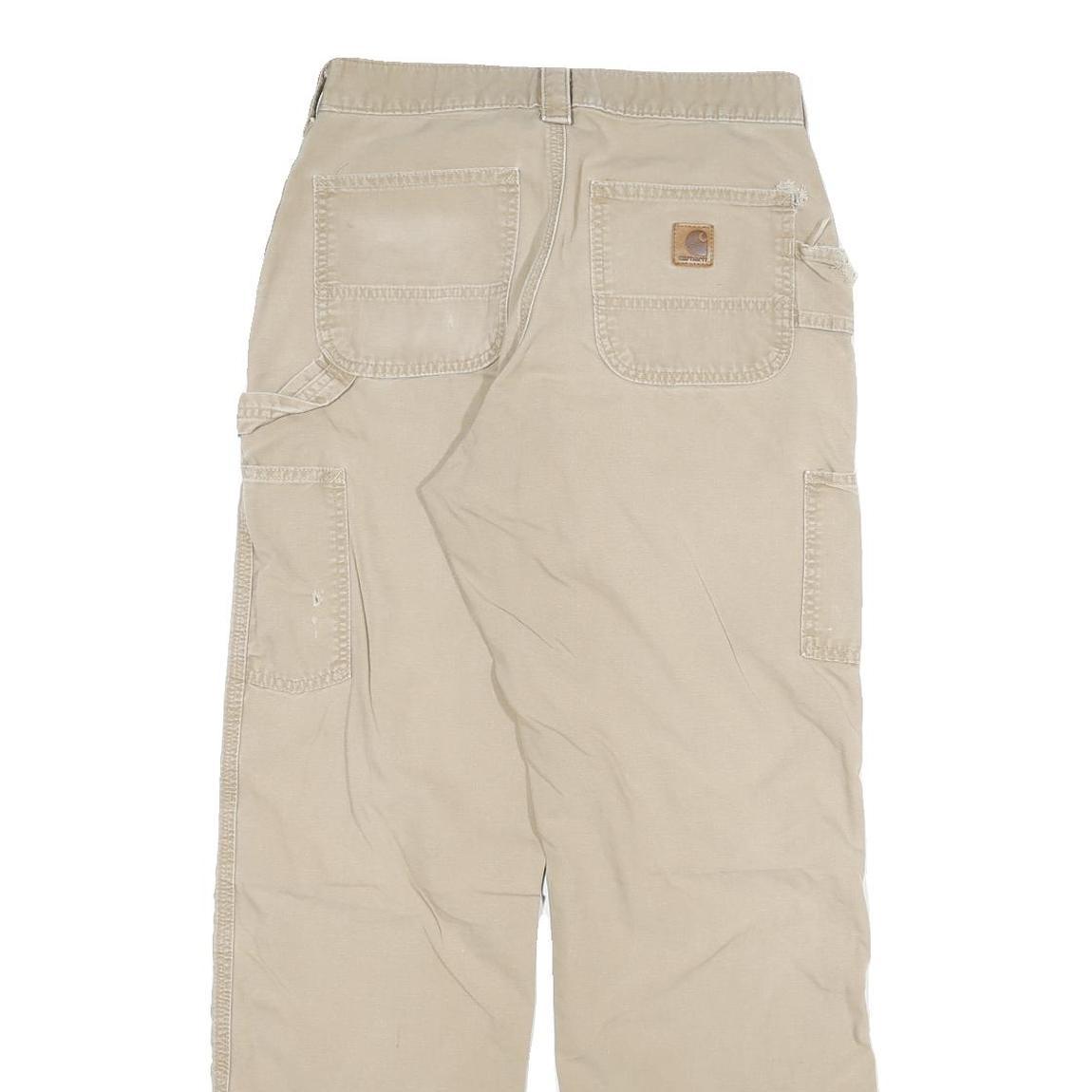 CARHARTT Mens Cotton Blend Beige Relaxed Straight Trousers W30 L32 Workwear