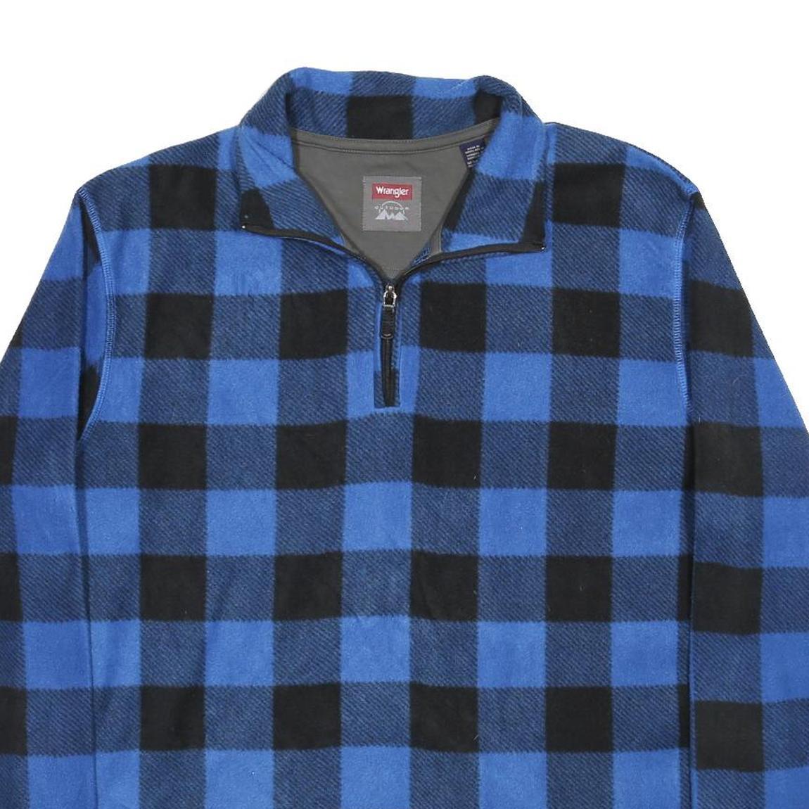 WRANGLER Mens Blue & Black Patterned Pullover Jumper Crew Neck M Casual