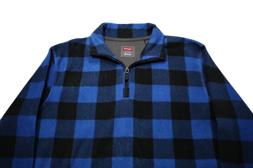 WRANGLER Mens Blue & Black Patterned Pullover Jumper Crew Neck M Casual