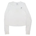 GYMSHARK Womens White Long Sleeve Crew Neck Logo T-Shirt S Activewear