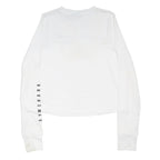 GYMSHARK Womens White Long Sleeve Crew Neck Logo T-Shirt S Activewear